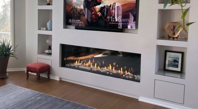 Flare: Front Facing 80" Fireplace with 24" High Glass