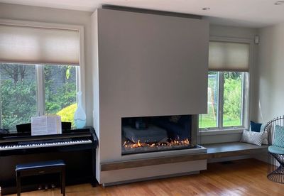 Flare: Right Corner 50" Fireplace with 24" High Glass