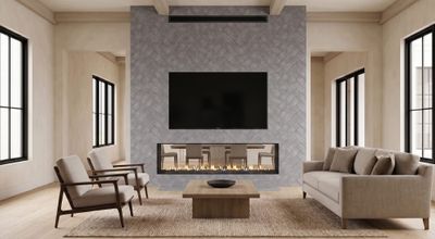 Flare: See-Through 70" Commercial Fireplace with 24" High Glass