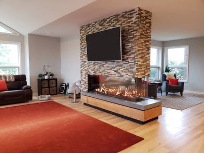 Flare: Room Definer 80" Fireplace with 24" High Glass