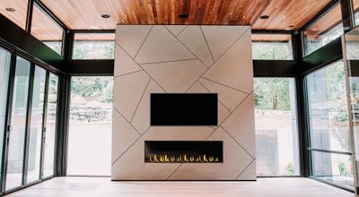 Flare: Front Facing 80" Commercial Fireplace with 16" Glass