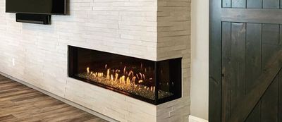 Flare: Right Corner 45" Fireplace with 30" Extra High Glass