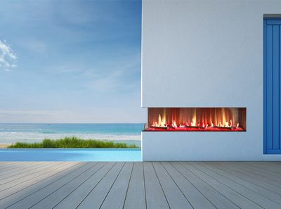 Flare: Vent-Free Left Corner 80" Outdoor Fireplace - 24" High Opening