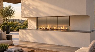 Flare: Vent-Free Double Corner 50" Outdoor Fireplace - 24" High Opening