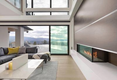 Flare: Right Corner 100" Fireplace with 30" Extra High Glass