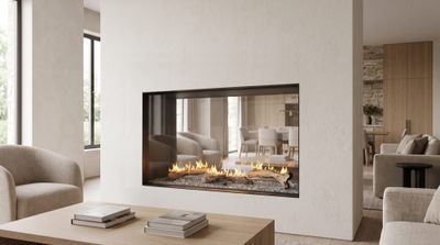 Flare: See-Through 45" Commercial Fireplace with 24" High Glass