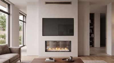 Flare: See-Through 50" Commercial Fireplace with 24" High Glass