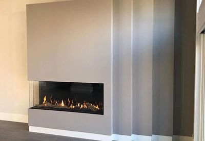 Flare: Left Corner 50" Fireplace with 24" High Glass