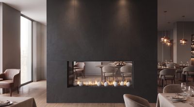 Flare: See-Through 60" Commercial Fireplace with 24" High Glass