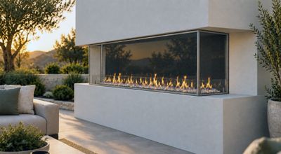 Flare: Vent-Free Double Corner 80" Outdoor Fireplace