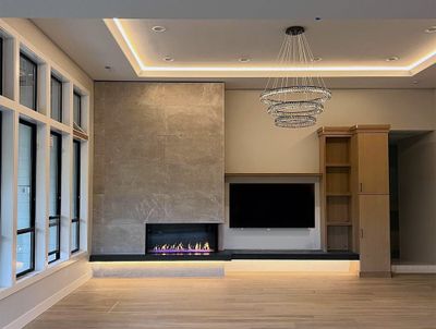Flare: Right Corner 100" Fireplace with 16" Glass