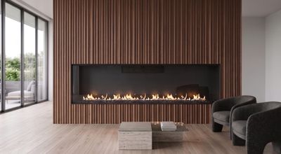Flare: Front Facing 100" Fireplace with 30" Extra High Glass