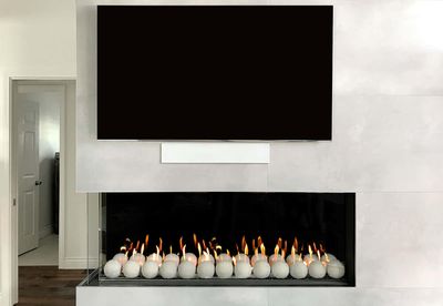 Flare: Left Corner 60" Fireplace with 24" High Glass