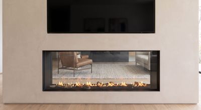 Flare: See-Through 80" Commercial Fireplace with 30" Extra High Glass