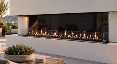 Flare: Vent-Free Double Corner 70" Outdoor Fireplace