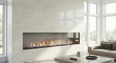 Flare: Front Facing 100" Commercial Fireplace with 16" Glass
