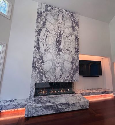 Flare: Left Corner 80" Fireplace with 24" High Glass