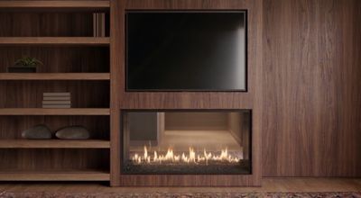 Flare: See-Through 70" Commercial Fireplace with 30" Extra High Glass