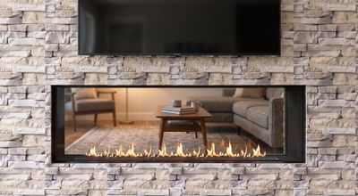 Flare: See-Through 100" Fireplace with 30" Extra High Glass