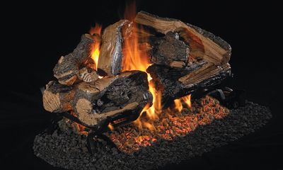 RH Peterson: Charred Rugged Split Oak See-Thru Logs - 18/20"