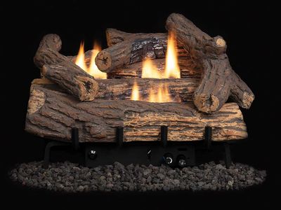 Astria: Dual-Flame Blonde Oak Ceramic Fiber Logset (18")
