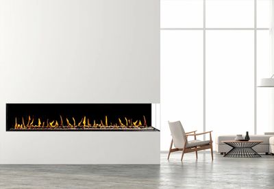Flare: Right Corner 80" Fireplace with 30" Extra High Glass