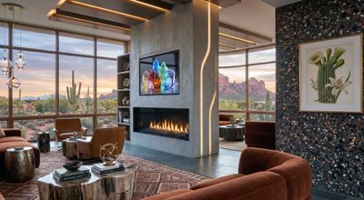 Flare: Front Facing 70" Commercial Fireplace with 24" High Glass