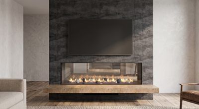 Flare: See-Through 80" Commercial Fireplace with 24" High Glass