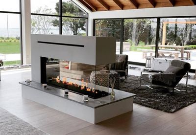 Flare: Room Definer 100" Fireplace with 24" High Glass