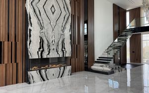 Flare: Double Corner 100" Fireplace with 30" Extra High Glass