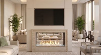 Flare: See-Through 60" Commercial Fireplace with 30" Extra High Glass
