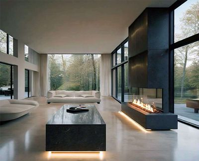 Flare: Double Corner 80" Fireplace with 30" Extra High Glass