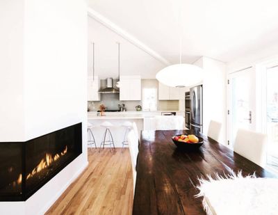 Flare: Left Corner 100" Fireplace with 30" Extra High Glass