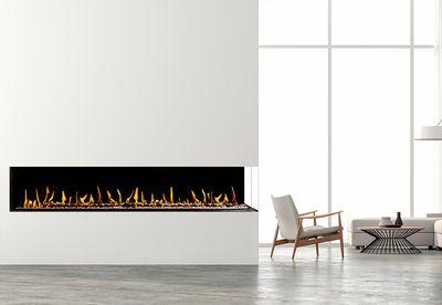 Flare: Right Corner 45" Fireplace with 16" Glass