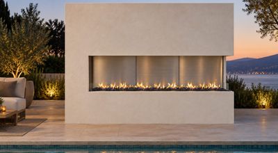 Flare: Vent-Free Right Corner 100" Outdoor Fireplace - 24" High Opening