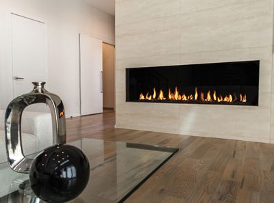 Flare: Front Facing 45" Fireplace with 24" High Glass