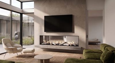 Flare: See-Through 80" Fireplace with 24" High Glass