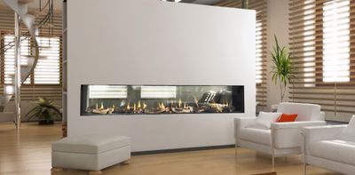 Flare: See-Through 100" Fireplace with 16" Glass